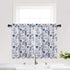 Haperlare Navy Blue Cafe Curtains 36 Inches Length, Watercolor Flowers Rod Pocket Short Tier Curtains for Kitchen Leaf Floral Bathroom Window Curtains, Blue/Grey