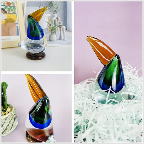 SLMYUER Hand Blown Glass Birds,Blown Glass Ornaments, Glass Bird Decoration, Decorative Ornaments, Animal Statue, Home & Office Decoration Ornaments