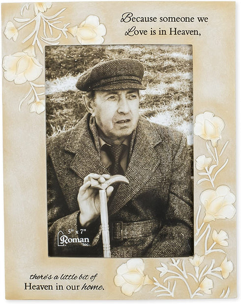 Someone We Love In Heaven 9.5 x 7 Embossed Resin Stone Table Top Photo Frame