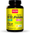 Jarrow Formulas Extra Strength Methyl B-12 & Methyl Folate-100 Chewable Tablet, Lemon Flavored-Bioactive Vitamin B12 & B9-Cellular Energy & Cardiovascular Support- Non-GMO & Gluten Free