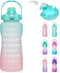 64 OZ/Half Gallon Motivational Water Bottle with Time Marker & Straw - BPA Free Leakproof Tritan Frosted Plastic Big 2L Water Bottle for Women Men Large Water Jug for Fitness Gym Outdoor Sport