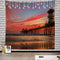 Batmerry Sunset Beach Surf City Tapestry, Huntington Beach Pier Picnic Mat Hippie Trippy Tapestry Wall Art Meditation Decor for Bedroom Living Room Dorm, 59.1 x 59.1 Inches, Blue Dusk Gold