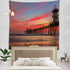 Batmerry Sunset Beach Surf City Tapestry, Huntington Beach Pier Picnic Mat Hippie Trippy Tapestry Wall Art Meditation Decor for Bedroom Living Room Dorm, 59.1 x 59.1 Inches, Blue Dusk Gold