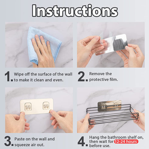 2-Pack Upgraded Adhesive Shower Caddy, No Drilling Black Self Adhesive Shower Organizer, Rustproof Shower Shelf, Wall Mounted Shower Storage Rack for Bathroom, Toilet, Kitchen and Dorm