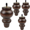 Couch Legs 6 inch Wood bun Furniture feet Set of 4 for Sofa Armchair Ottoman Coffee Table etc with Screw Install kit (6 inch bun Legs)