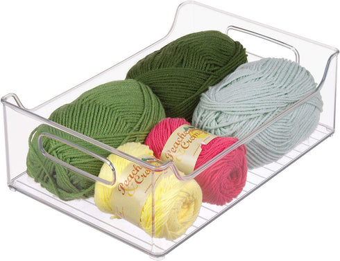 iDesign Plastic Fridge and Freezer Storage Organizer Bin With Handles, Clear Container for Food, Drinks, Produce Organization, BPA-Free , 10" x 5" x 14", Clear