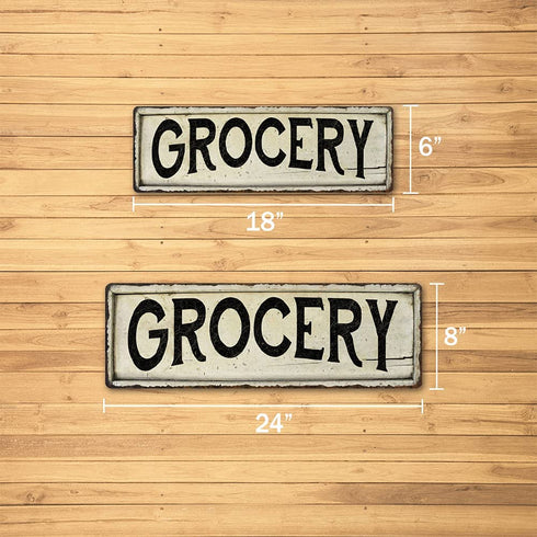 Grocery Sign Farmhouse Decor Country Decorations Wood Look Signs Wall Art Tin Plaque 6 x 18 High Gloss Metal 206180028188
