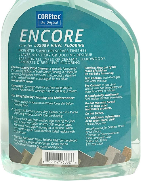 COREtec ENCORE 03Z76 Floor Cleaner Care for Luxury Vinyl Flooring Ready To Use 32oz Spray Bottle (Green)