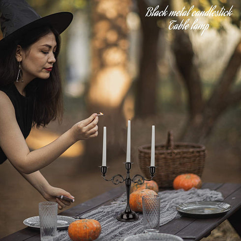 Black Candle Holder, Dedoot Taper Candle Holder 3-Arm Metal Candlestick Holder fits 3/4'' Candles, Tapered Candle Holder for Table Centerpiece, Wedding Party Decorative