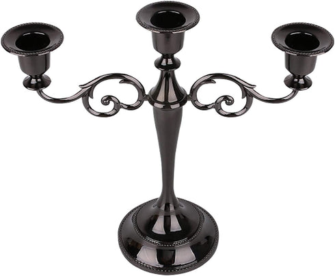 Black Candle Holder, Dedoot Taper Candle Holder 3-Arm Metal Candlestick Holder fits 3/4'' Candles, Tapered Candle Holder for Table Centerpiece, Wedding Party Decorative