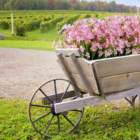URSTOUD 20 Bundles Artificial Daffodils Flowers, Fake Artificial Greenery UV Resistant No Fade Faux Plastic Plants for Wedding Bridal Bouquet Home Garden Kitchen Office Vase(Pink) (OUD-LB-20P-Pink)
