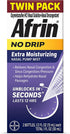 Afrin No Drip Extra Moisturizing Pump Nasal Mist Twin Pack, Congestion Relief, 1 Fluid Ounce Total (0.5 FL OZ Bottles) (Packaging May Vary)