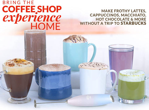 Zulay Milk Frother for Coffee with Upgraded Titanium Motor - Handheld Frother Whisk, Milk Foamer, Mini Blender and Electric Mixer Coffee Frother for Frappe, Latte, Matcha, No Stand - Cloud