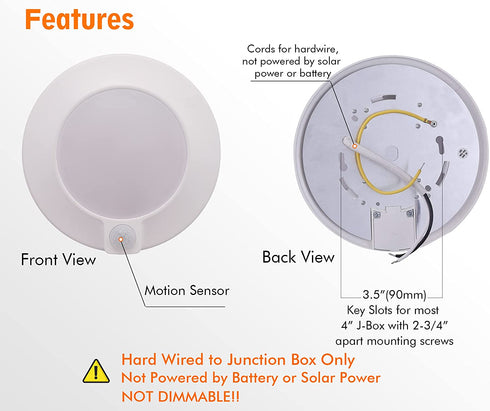 Cloudy Bay Motion Sensor Ceiling Light, 120V CRI90 10W 5000K Bright Day Light,6.5 inch LED Flush Mount Round Lighting Fixture for Garage,Walk-in Closet,Attic,Pantry Wet Location White Finish