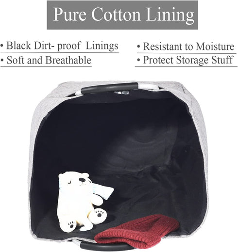 Large Collapsible Laundry Hamper Bag with Handles, 15 x 15 x 26 Inches Foldable Clothes Basket for Washing Storage