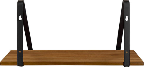 Kate and Laurel Soloman Rustic Wooden Shelves, 18 inch Set of 2, Rustic Brown and Black, Modern Farmhouse-Inspired Wall Storage