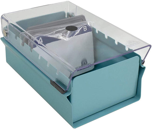 Acrimet Index Business Card Size File Holder Organizer Metal Base Heavy Duty (AZ Index Cards and Divider Included) (Green Color with Clear Crystal Plastic Lid Cover)