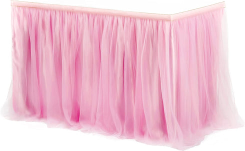 6 Feet Pink Tulle Table Skirt Tutu Skirt Tablecloth Is Suitable For Baby Party Wedding And Little Princess Baby Shower Decoration Party Pink Decoration