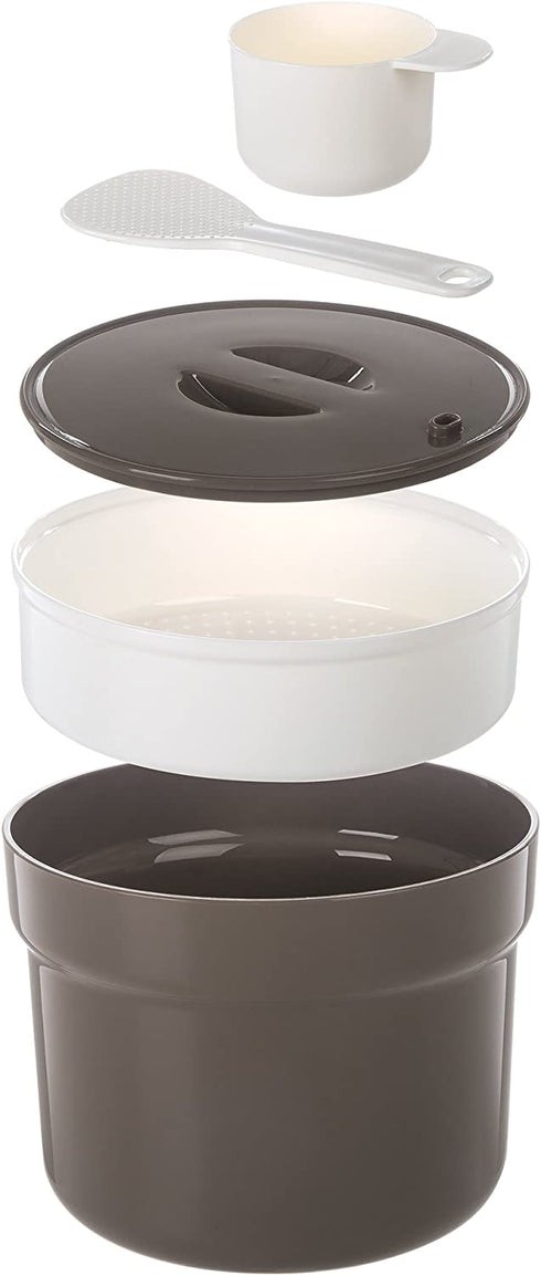 Progressive International Microwave Rice Cooker, 5 Piece Set, Gray