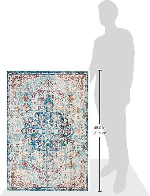 SAFAVIEH Madison Collection MAD447K Boho Chic Medallion Distressed Non-Shedding Living Room Bedroom Accent Rug, 2'2" x 4', Navy / Light Blue
