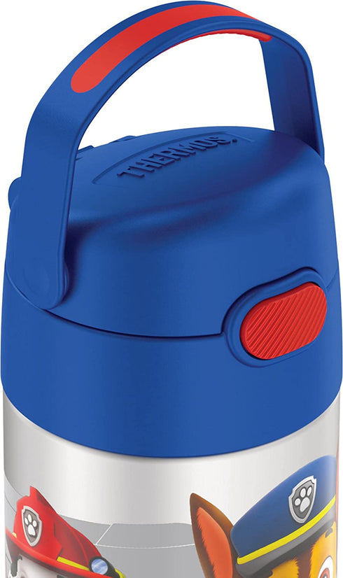 THERMOS FUNTAINER 12 Ounce Stainless Steel Vacuum Insulated Kids Straw Bottle, Blue Paw Patrol