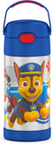 THERMOS FUNTAINER 12 Ounce Stainless Steel Vacuum Insulated Kids Straw Bottle, Blue Paw Patrol