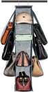SAVERHO Hanging Purse Organizer,Closet Purse Organizer with 10 Compartments Handbag Storage Organizer for Wardrobe Accessories Storage Bag (Grey)