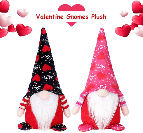 PIKRONSH 2 Pcs Valentine Gnomes Plush, Mr & Mrs Handmade Swedish Tomte Elf Valentine's Day Decoration Gift