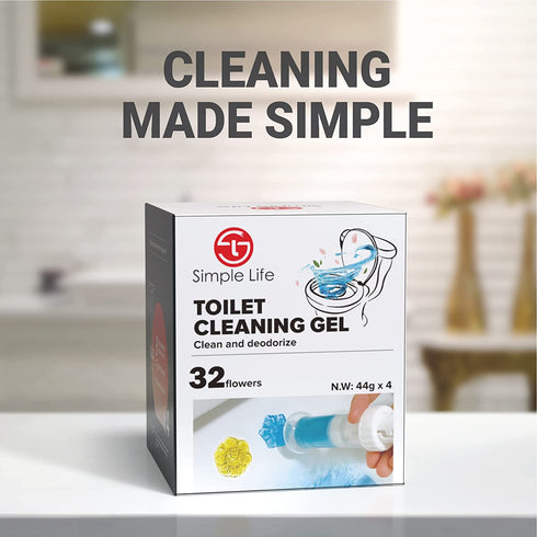 Simple Life Fresh Flower Stamp Toilet Gels, Variety Pack, Stops Limescale and Stains with Air Freshening Scent, Deodorizing Clean, 32 Stamps, Pack of 4
