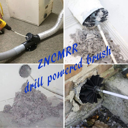 21-Piece 24 Feet Dryer Vent/Duct Brush Cleaning Kit Chimney Cleaning Kit Lint Remover Working with or Without Drill Includes 2 Nylon Brush Heads, 18 Rods and 1 Tape