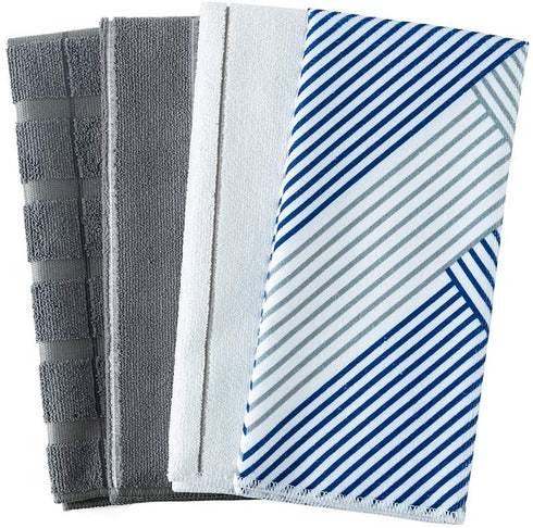figolo Microfiber Kitchen Towels - Dish Towel Geometry Set of 4, Super Absorbent and Soft, 26 X 18 Inch