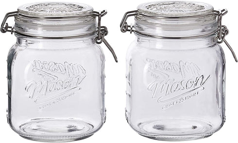 Mason Craft & More Clear Glass Clamp Jars, 1 Liter 2PK