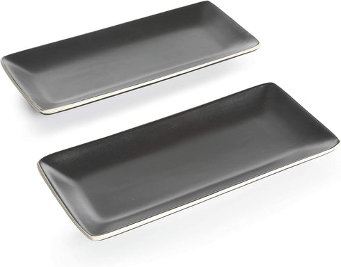 Gibson Elite Soho Lounge Dinnerware Set, (2) Platter, Matte Black