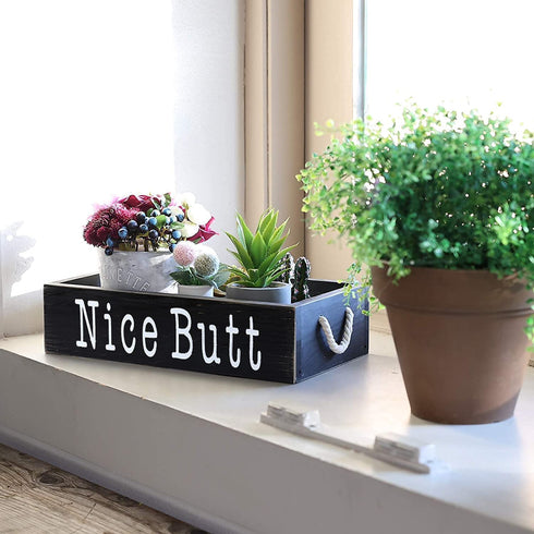 Farmhouse Bathroom Decor,Nice Butt Bathroom Decor Storage Box, Rustic Sweet Cheeks Bathroom Decor Box with Funny Bathroom Signs, Funny Bathroom Decorations, Black Bathroom Accessories