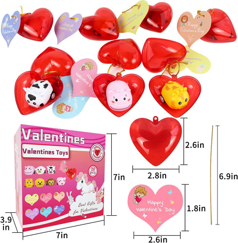 Pull Back Cars, 28 Pack Friction Powered Pull Back Car Toys+30 Valentine Cards+28 Prefilled Hearts, Kids Valentines Gifts Party Favors Set, Valentine Toys for Kids Classroom Exchange