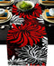 Floral Table Runner-Red Black White Cotton linen-Long 90 inche Dresser Scarves,Flower Tablerunner for Kitchen Coffee/Dining Table Bedroom Home Living Room,Scarf Decor for Summer Spring Holiday Dinner