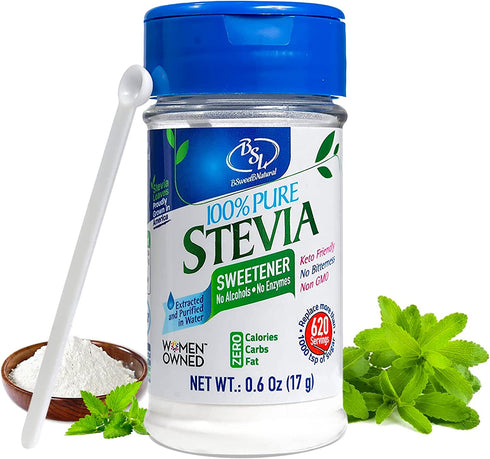 Stevia Powder 100% Pure, 0.6 Oz, No Artificial Sweetener, 620 Servings | Stevia Green Leaf Extract | Zero Calorie & Keto Friendly, Pure Stevia Powder