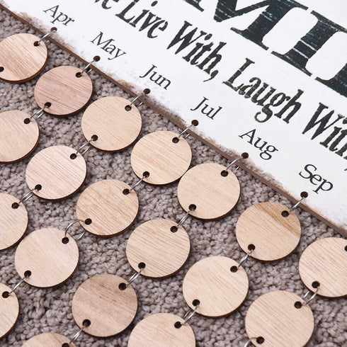VORCOOL Family Birthday Hanging Plaque Board DIY Wooden Calendar Birthday Reminder Home Decor (1 Plaque/ 1 Rope/ 50 Round Discs)