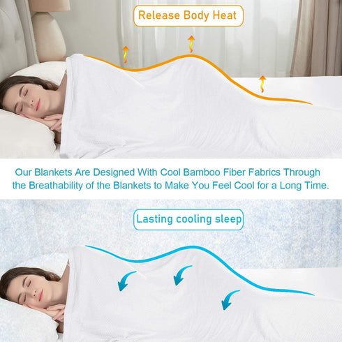 DANGTOP Twin Size Cooling Blankets, 100% Bamboo Blanket for All-Season, Ultra-Cool Lightweight Blanket, Cooling Blankets Absorbs Body Heat to Keep Cool on Warm Night (59x79 inches, White)