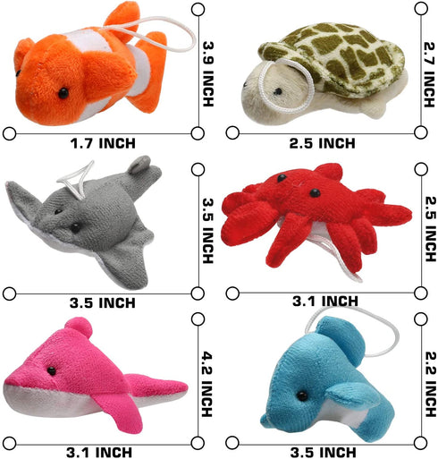 25 Pack Mini Ocean Animal Plush Toys,Sea Creatures Stuffed Toy for Kid Party Favor,Small Keychain Decoration for Christmas Tree,Goody Bag Fillers,Stocking Easter Eggs Stuffers, Basket Fillers, Dog Cat