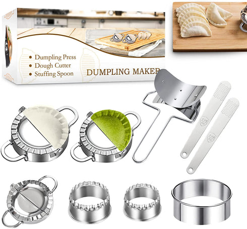 Dumpling Maker Stainless Steel Dumpling Mold Dumpling Mould Set, for ravioli maker Empanadas Pastry Pie DIY Handmade 9 Pieces Sets Kitchenware