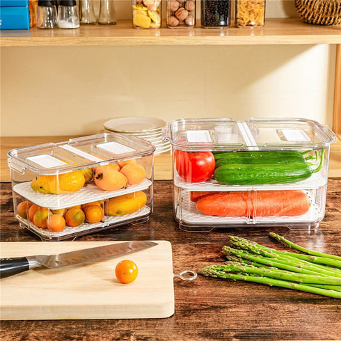 blitzlabs Refrigerator Organizer Bins Produce Saver, Stackable Freezer Bins Fresh Keeper Food Storage Containers for Fridge Freezer Cabinet Kitchen Organization -5700ML