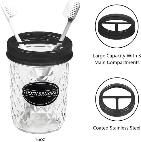 Mason Jar Bathroom Accessories Set 4 Pcs Black Soap Dispenser Toothbrush Holder Sets Rustic Farmhouse Decor