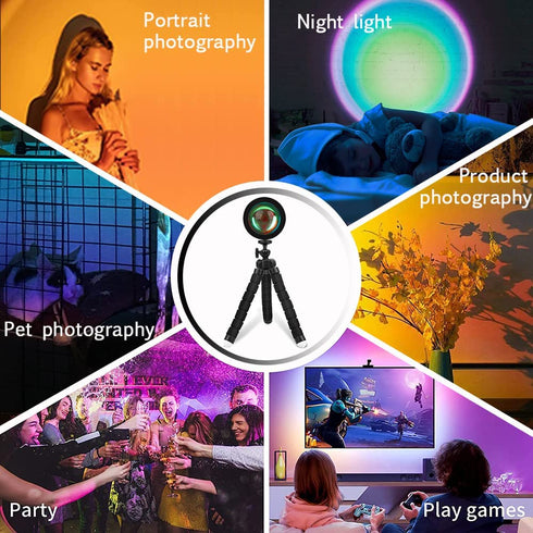 Decojoy Sunset Lamp, Sunset Projection Lamp 16 Colors Changing with Remote Timer, Multicolor RGB Rainbow Sunlight Lamp Projector Night Light Gifts for Womens Bedroom, Cool Room Decor Stuff