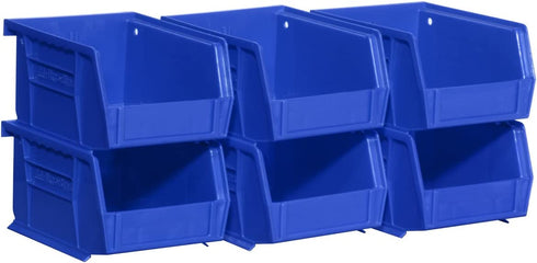Akro-Mils 08212BLUE 30210 AkroBins Plastic Storage Bin Hanging Stacking Containers, (5-Inch x 4-Inch x 3-Inch), Blue, 6-Pack