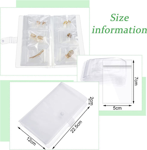 288 Grid Transparent Jewelry Storage Book with Pocket, Jewelry Earring Organizer Storage Holder Book Anti Oxidation Jewelry Storage Album with 100 Pieces Storage Bag for Necklace Bracelets Earring