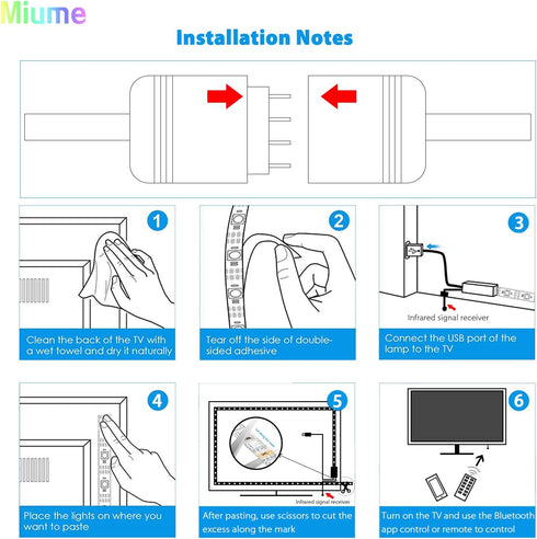 Miume 13.2Ft Music LED Strip Lights for 48-60 inch TV, RGB USB Powered TV Led Backlight with APP Control,TV Led Back Light Kit for Flat Screen TV,PC¦
