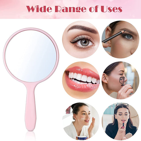 25 Pieces Handheld Hand Mirror Small Mirror Compact Portable Round Mirror Travel Makeup Mirror for Women Girls Travel Camping Daily Use (White, Pink, Black, Blue, Green)