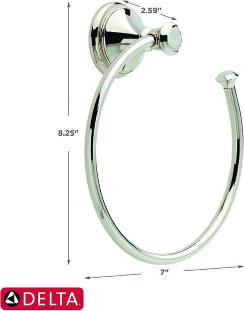 DELTA Cassidy Towel Ring, Chrome Hand Towel Holder, Bathroom Accessories, 79746 2.63 x 7 x 2.63 Inches