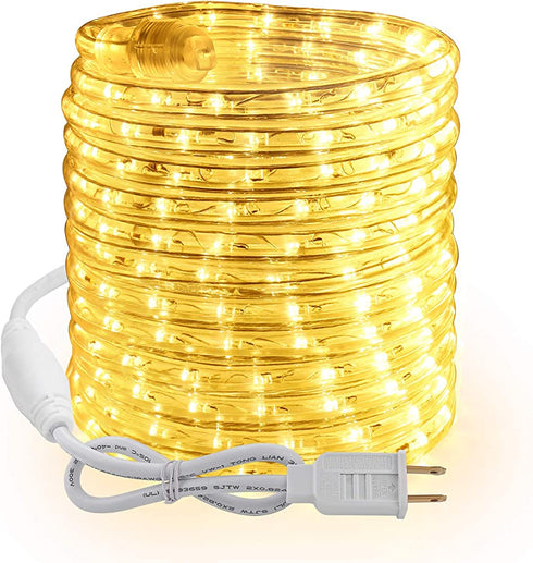 Brizled Warm White Rope Lights, 18ft 216 LED Rope Lights Waterproof, 120V Plugin Rope Lights Connectable with Clear PVC Tube, Indoor/Outdoor Decorative Rope Lights for Backyards Garden Patio Christmas